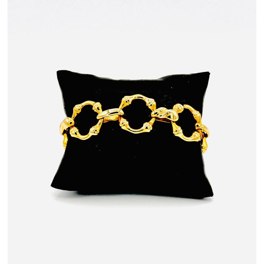 Gold clad sterling silver puffy round link circular bracelet